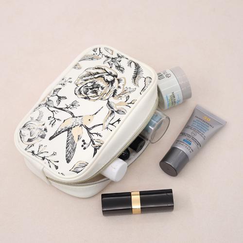 Factory wholesale leather makeup bag zipper cosmetic bag print logo women cosmetic bag
