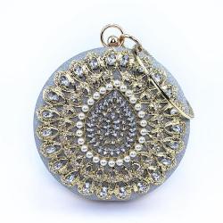 Wholesale rhinestone round clutch bag pearl purse women handbags banquet party evening bags for ladies