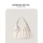 new trendy soft leather shoulder bag Pleated large capacity handbags Four seasons versatile hand bag for girls