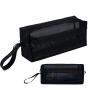 Gelory Black Large Capacity Transparent Mesh Zipper Large Pencil Case Pouch Custom Zip Mesh Makeup Pencil Bag