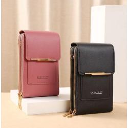 CLA001 Women's Messenger Bags Touch Screen Mobile Phone Bag Small Crossbody Shoulder Bag Zipper Card Holder Leather Wallets
