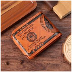 European American Tide Brand Men's Short Wallet Personalized Dual-Fold Buckle Multi-Card Holder Open Silver Bag Waterproof