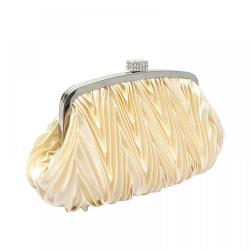 ZWY335 Champagne Pleated Polyester Ladies Evening Bag Banquet Party Luxury Rhinestone Clutch Bag Shell Shaped Prom Shoulder Bag
