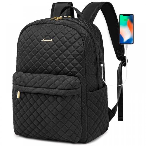 OEM Cute Quilted Travel Backpack Airline Approved Large  Work Business College Bag 15.6 17 inch Laptop Backpack Purse for Women