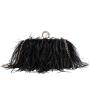 2024 New Arrivals Fashion Ladies Ostrich Feather Furry Purse Soft Plush Bag Diamond Ring Womens Clutches sac main femm sac
