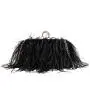 2024 New Arrivals Fashion Ladies Ostrich Feather Furry Purse Soft Plush Bag Diamond Ring Womens Clutches sac main femm sac