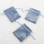 Custom Emboss Logo Soft Blue Luxury Flannel Gift Packaging Drawstring Velvet Jewelry Pouch Bag