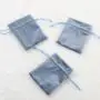 Custom Emboss Logo Soft Blue Luxury Flannel Gift Packaging Drawstring Velvet Jewelry Pouch Bag