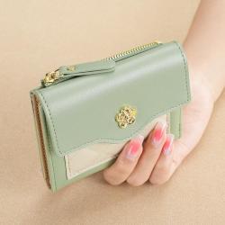 ZR616 Women's Short Wallet Fashion Girl Lovely Buckle Wallet Horizontal Square Card Holder Handbag Coin Purse Zero Wallet