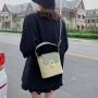 2024 New Lockbuckle Grass Woven Bags for Women Casual Simple Handbag Bucket Bag Elegant and Simple Single Shoulder Crossbody Bag