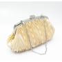 ZWY335 Champagne Pleated Polyester Ladies Evening Bag Banquet Party Luxury Rhinestone Clutch Bag Shell Shaped Prom Shoulder Bag