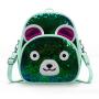 Fashion Leather Kids School Bag Sling Purse Cartoon Bear Girls Sequin Crossbody Bag