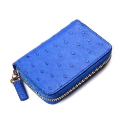 Billeteras Luxury Designer Custom Genuine Ostrich Skin Leather Key Case Mini Card Package Business Small Zip Key Holder Wallet