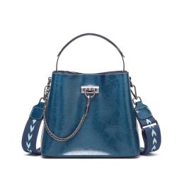 2024 Custom Oiled Waxed Genuine Leather Handbag For Women Luxury Bucket Bag
