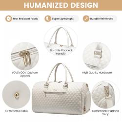 Carry on quilted PU leather Weekender Overnight Bag with Toiletry Bag Waterproof Tote Casual Crossbody Casual Travel Duffle Bag