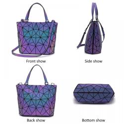Designer 3pcs Luminous Geometric Bag Holographic Reflective Crossbody Shoulder Bag Tote Clutch Purse HandBag Sets Lady backpack
