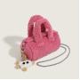 2024 Custom Faux Fur Barrel Bag Handbag For Women Ladies Charm Sherpa Purse