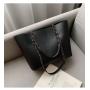 New Korean Fashion Lady Chains Tote Bag Pu Pure Color Stylish Shoulder Bag Handbag with Large Capacity for Women
