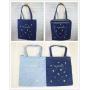 Large Capacity Denim Shoulder Bag Fashionable Canvas Shopping Cartoon Embroidery Waterproof Two-Strap Student Make-Up Bag