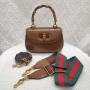 2024 Bamboo Handle Purses And Handbags Luxury Genuine Leather Bags For Women Ladies