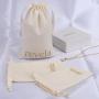 Custom Logo Printing Cotton Linen Gift Comb Cosmetic Drawstring Bag Organic Packaging Cotton Makeup Jewelry Pouch