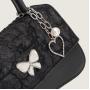 2024 Custom Butterfly Logo Lovely Metal Heart Pearl Tag Bags Handbag With Wrinkle Fabric