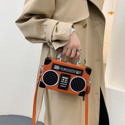 Custom Tote bag Radio shape PU niche design portable decorative zipper single shoulder chain plus logo