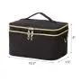 Double Layer Travel Makeup Bag with Strap Black Travel Hanging Makeup Bag Top Layer for Brushes