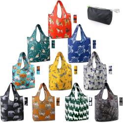 Gelory Machine Washable Durable Groceries Bags Fun Animal Printing Reusable Foldable Grocery Shopping Bags