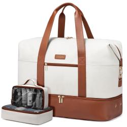 Wholesale 3pcs Travel Duffel Bag with Transparent Toiletry Pouch 30L Overnight Bags Carryon Nylon PU Luggage Weekender Bag Women