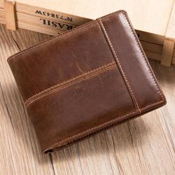 Vintage Genuine Leather Wallets For Man Anti-Theft Short Male Purses Money Clip Credit Card Holder Men Cowhide Wallets