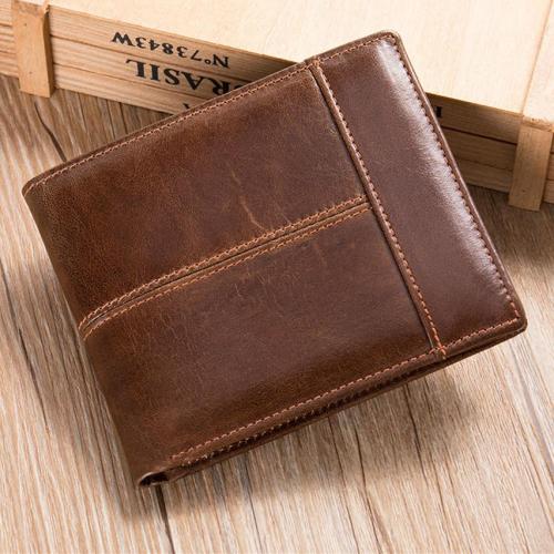 Vintage Genuine Leather Wallets For Man Anti-Theft Short Male Purses Money Clip Credit Card Holder Men Cowhide Wallets