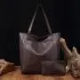 Women's Soft Leather Hand Bags Oil Wax Leather Large Capacity Single Shoulder Bags Classic Tote Bag Set Pocket PU Leather Ladies