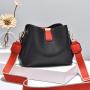 Simple and casual lychee patterned contrasting single shoulder crossbody bag