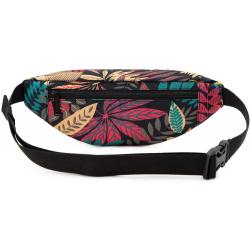 Gelory Sports Outdoor Fashion Colorful Flowers Patterned Nylon Sports Fanny Pack Travel Waist Bag