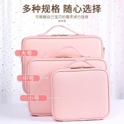 Multi-functional Female Pink PU Makeup Bag Tool Organizer Cosmetic Bag Brush Holder Blank Makeup Brush Packaging Bag Box Plain