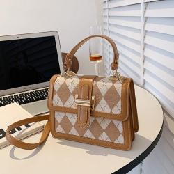 New high-end versatile checkered crossbody bag with one shoulder small square bag