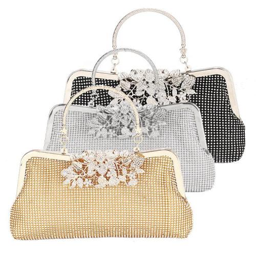 Wholesale banquet bag manufacturers handbags single shoulder women's crossbody bags rhinestone evening bags gold party handbag