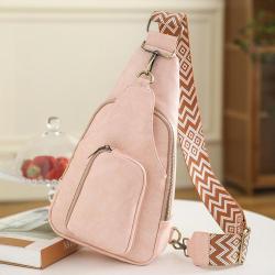 2024 vegan leather chest bags women handbags ladies fashion shoulder bag cross-body bags with colorful strap