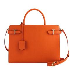 Latest top handle handbag with wide strap fashion women genuine leather shoulder bag for lady