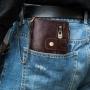 OEM280 Cowhide Genuine Leather Men Wallet Coin Purse Small Mini Card Holder Vintage Hasp Men Wallets RFID Blocking Slim Wallet