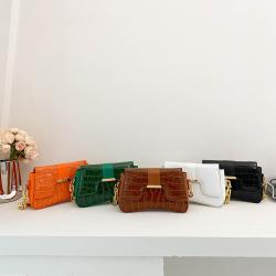 Ins Popular Fashion Small Bag Female Personality Patent Leather Crocodile Print Acrylic Chain One Shoulder Underarm Bag Tide