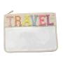 RTS Wholesale Letter Embroidery Patches Nylon & Transparent PVC Travel Toiletry Cosmetic Bag Clear Flat Cosmetic Pouch