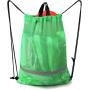 Gelory Wholesale Reusable Custom Eco Friendly Nylon Reflective Football Kickboard Mesh Drawstring Backpack Bags With Zipper Pocket