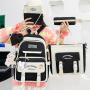 KBW552 Value Set 5-piece-set Shoulder Bag New Junior High School Student Schoolbag Canvas Print Cute Travel Backpack