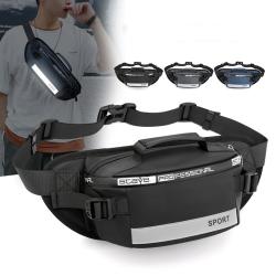 Fashion Reflective Nylon Crossbody Cashier Chest Bag Men Large Capacity Waist Bag