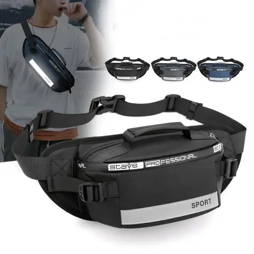 Fashion Reflective Nylon Crossbody Cashier Chest Bag Men Large Capacity Waist Bag