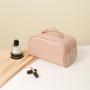 Leather Double Zipper Organ Pillow Makeup Bag Toilet Cosmetic Bags Travel Storage Case