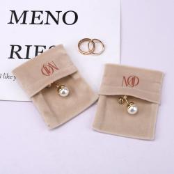 Custom Logo Printed Velvet Fabric Pouch Flap Jewelry Display For Watch Necklace Bracelet