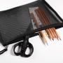 Gelory Durable Black Mesh Bags Makeup Bags Cosmetic Travel Organizer Storage Bags Mesh Zipper Pouch Pencil Case